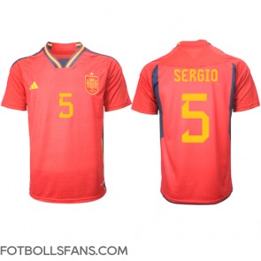 Spanien Sergio Busquets #5 Replika Hemmatröja VM 2022 Kortärmad